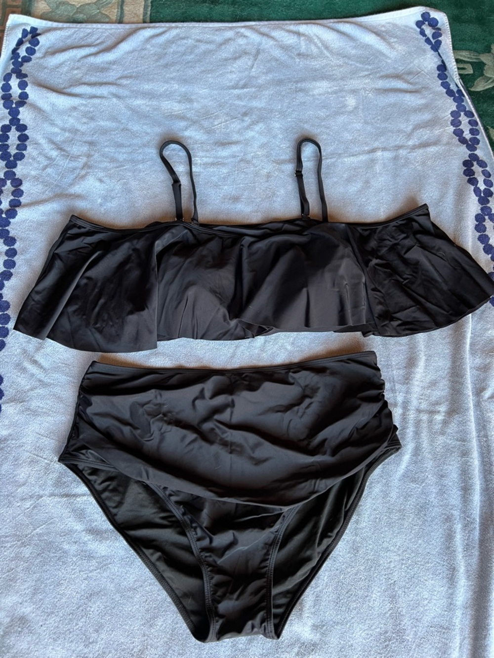 Black Ruffle High-Waist Bikini Set